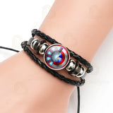 Captain Rogers Leather Bracelet Punk Badges Armband