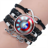 Captain Rogers Leather Bracelet Punk Badges Armband
