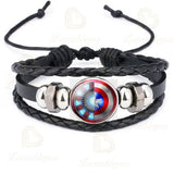 Captain Rogers Leather Bracelet Punk Badges Armband