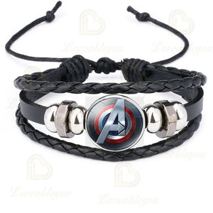 Captain Rogers Leather Bracelet Punk Badges Armband