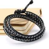 Men's Howlite Hematite Leather Wrap Bracelet