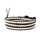 Men's Howlite Hematite Leather Wrap Bracelet