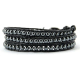 Men's Howlite Hematite Leather Wrap Bracelet
