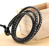Men's Howlite Hematite Leather Wrap Bracelet