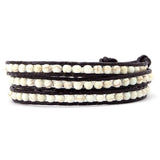 Men's Howlite Hematite Leather Wrap Bracelet