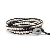 Men's Howlite Hematite Leather Wrap Bracelet