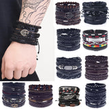 Alloy Woven Leather Bracelet Vintage Bangle Jewelry