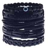 Alloy Woven Leather Bracelet Vintage Bangle Jewelry