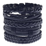 Alloy Woven Leather Bracelet Vintage Bangle Jewelry