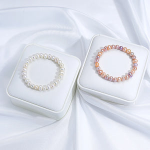 Freshwater Pearl Handwork Bracelet Colorful 6-7mm Party Charm Bangle