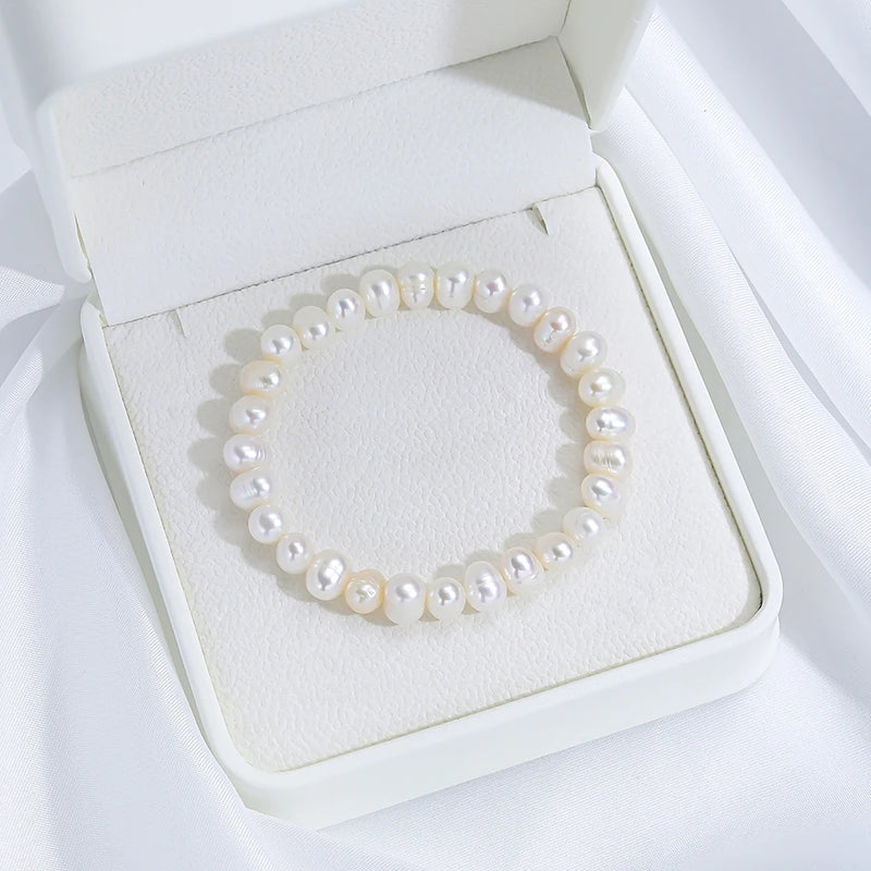 Freshwater Pearl Handwork Bracelet Colorful 6-7mm Party Charm Bangle