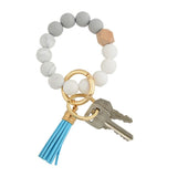 Wooden Beads Wristlet Keychain With Tassels