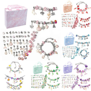 DIY Bracelet Kit for Women, Metal Charms Set, Macroporous Beads Hand String