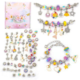 DIY Bracelet Kit for Women, Metal Charms Set, Macroporous Beads Hand String