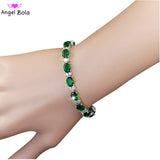 925 Silver Emerald Gem Moissanite Bracelet 19/21cm