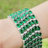 925 Silver Emerald Gem Moissanite Bracelet 19/21cm