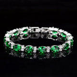 925 Silver Emerald Gem Moissanite Bracelet 19/21cm
