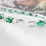 925 Silver Emerald Gem Moissanite Bracelet 19/21cm