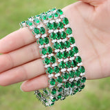 925 Silver Emerald Gem Moissanite Bracelet 19/21cm