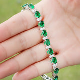 925 Silver Emerald Gem Moissanite Bracelet 19/21cm