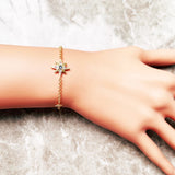 925 Sterling Silver Lucky Royalty Star Link Chain Bracelet