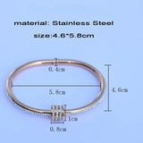 Crystal Bead Stainless Steel Letter Bangle Bracelet for Women