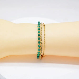 Boho Natural Stone & Gold-plated Chain Bracelet