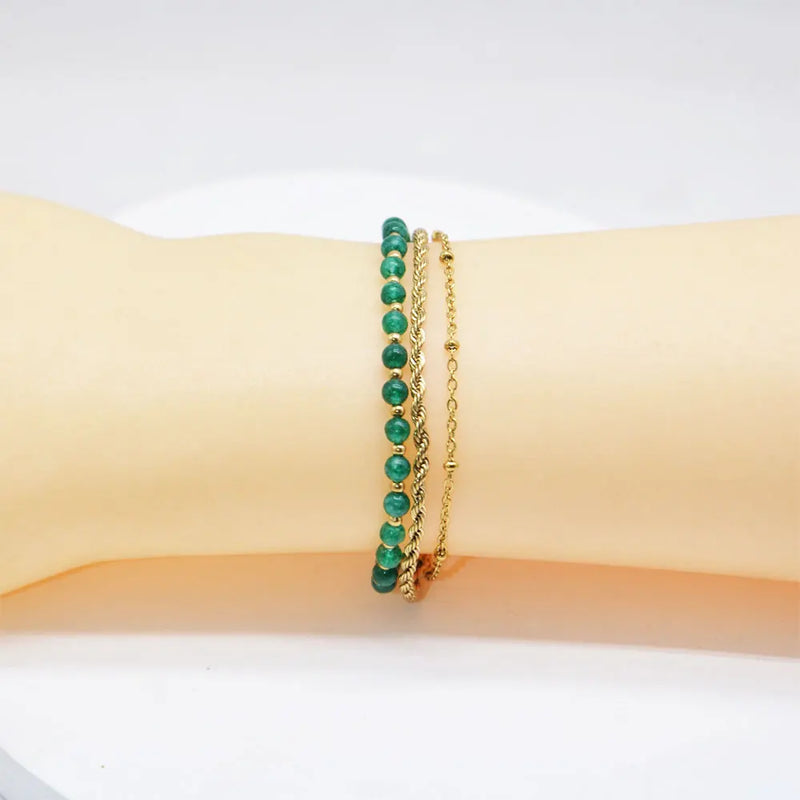 Boho Natural Stone & Gold-plated Chain Bracelet