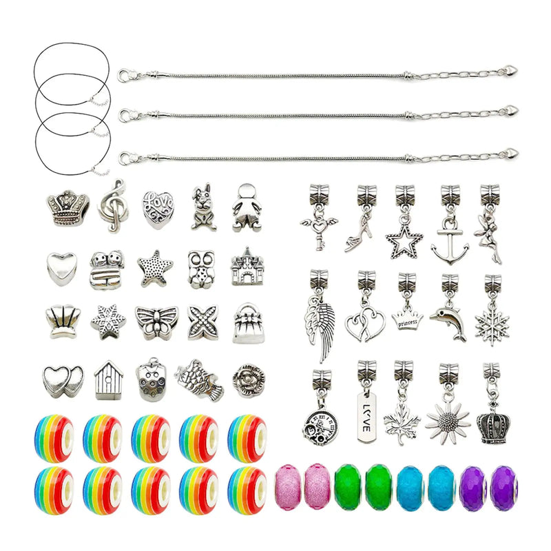 DIY Charm Bracelet Making Kit with Beads and Charms