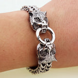 Tiger Charm Stainless Steel Braided Bracelet