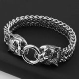 Tiger Charm Stainless Steel Braided Bracelet