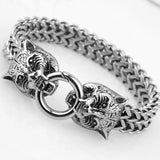 Tiger Charm Stainless Steel Braided Bracelet