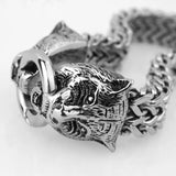 Tiger Charm Stainless Steel Braided Bracelet