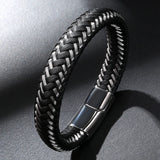 Men's Braided Leather Bracelet with Clasp