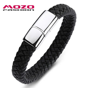 Men's Braided Leather Bracelet with Clasp