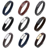 Men's Braided Leather Bracelet with Clasp