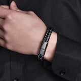 Men's Braided Leather Bracelet with Clasp