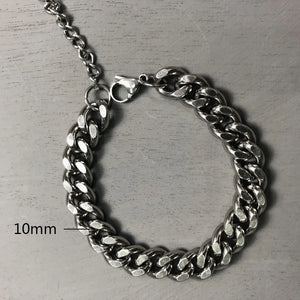 Men Stainless Steel Cuban Link Chain Bracelet Punk Hip Hop Gift