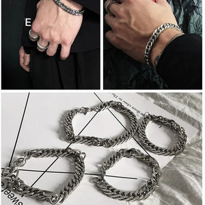Men's Stainless Steel Cuban Link Chain Bracelet Hip Hop Charm Hand Accessory