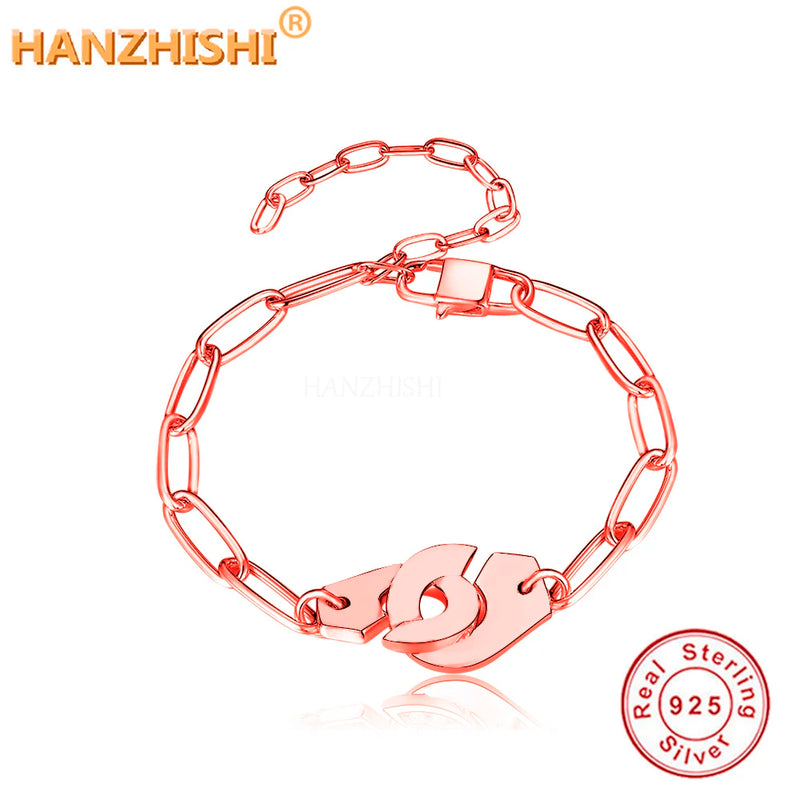 Menotte Paris Jewelry 925 Silver Handcuffs Bracelet with Chain