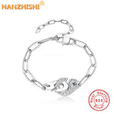 Menotte Paris Jewelry 925 Silver Handcuffs Bracelet with Chain