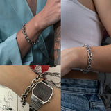 Chunky Cable Chain Bracelet, Steel Jewelry, 8-12mm, 18-23 In
