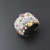 Baroque Rhinestone Flower Bracelet for Ladies