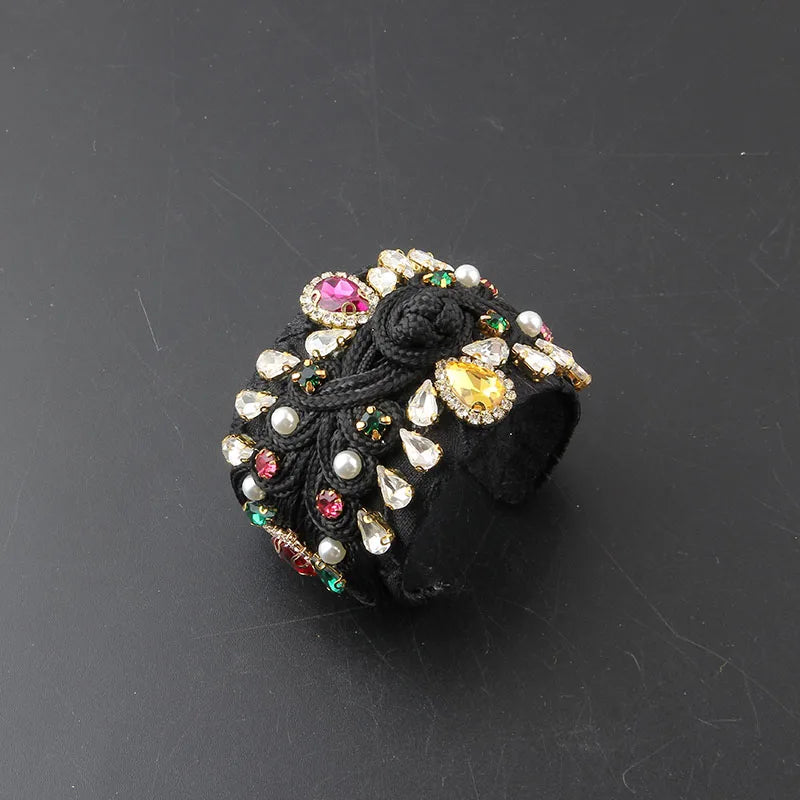 Baroque Rhinestone Flower Bracelet for Ladies