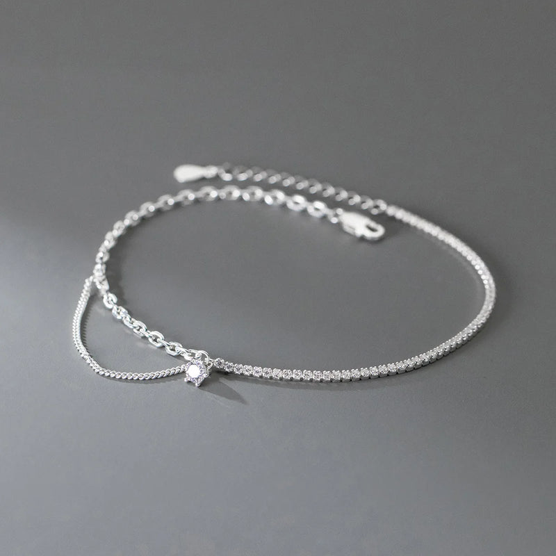 925 Sterling Silver Anklets Tennis Chain Foot Beach Accessories