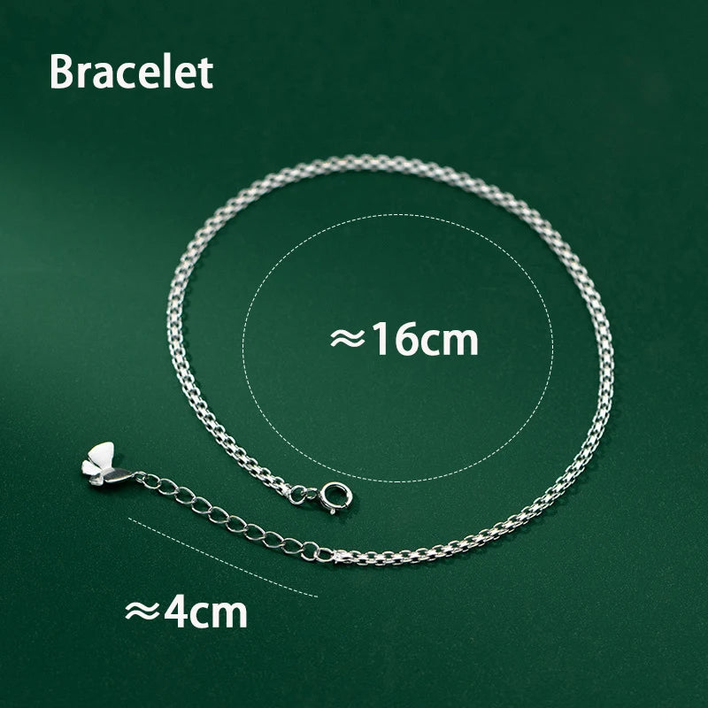 Butterfly Anklet Women Silver 925 Foot Bracelet Adjustable Jewelry Gift