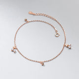 Cherry Anklets Silver 925 for Women Beach Accessories Jewelry Gift 20.5CM