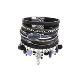 Vintage PU Leather Bracelet with Charm Pendant