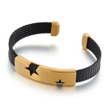 Braided Star Leather Bracelet Men's Jewelry