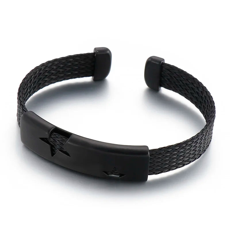Braided Star Leather Bracelet Men's Jewelry